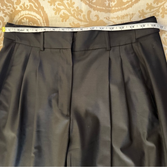 MINT COND ZARA WIDE LEG PLEATED BLACK TROUSERS SIZE LARGE WITH ADJUSTABLE WAIST - Picture 5 of 9